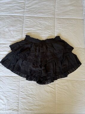Black Tiered Lace Mini Skirt